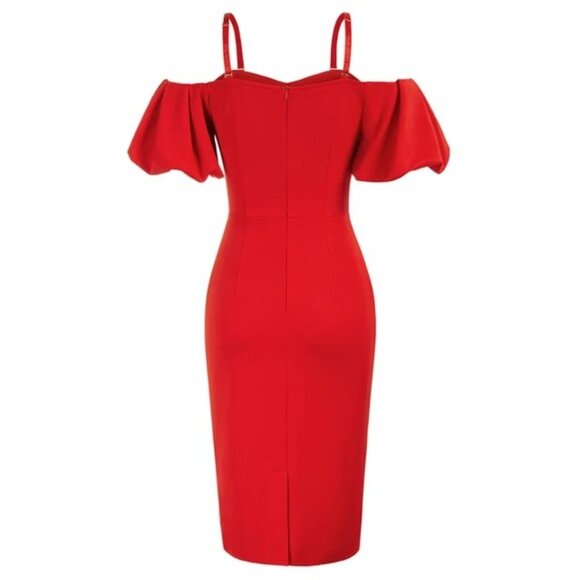 Belle Poque NWT Off Shoulder Lantern Sleeve Dress Size Medium - Picture 3 of 10